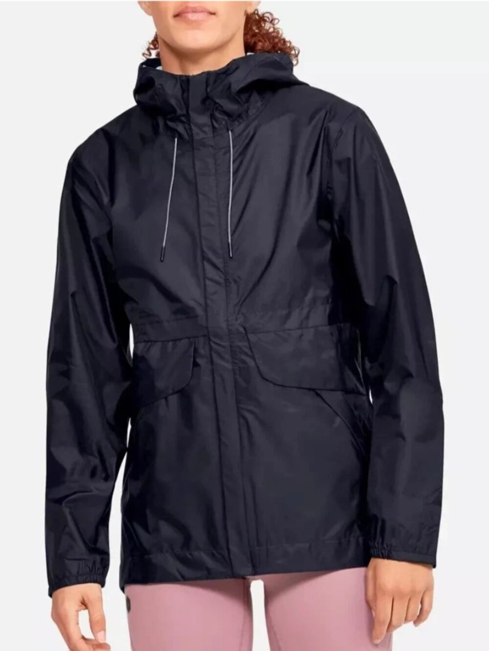 Under Armour Storm Proof Cloudstrike Womens XL Rain Jacket Black Coat EUC